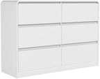 White 6 Drawer Dresser for Bedroom,Modern Chest of Drawer with Curved Corner and No-Handle Design,Bedroom Storage Organizer Dresser for Closet,Hallway by CIPACHOHOMEFURNITURE