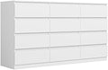 Vibe & Dine White Dresser 12 Drawer, Modern Long Dresser for Bedroom, Wood Chest of Drawers with Wide Storage for Living Room by VibeDine
