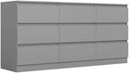 Vibe & Dine 9 Drawer Dresser, 59.1" Long Dresser for Bedroom Free Handle, Modern Wooden Chest of Drawers with Wide Storage for Living Room, Grey by VibeDine