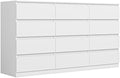 Vibe & Dine 12 Drawer Dresser, 59.1" Large Dresser for Bedroom Free Handle, Modern Wooden Chest of Drawers with Wide Storage for Living Room, White by VibeDine