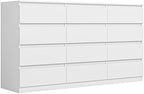 Vibe & Dine 12 Drawer Dresser, 59.1" Large Dresser for Bedroom Free Handle, Modern Wooden Chest of Drawers with Wide Storage for Living Room, White by VibeDine