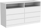 Gyfimoie White 6-Drawer Dresser for Bedroom w/Power Outlet and LED Light - Image 5