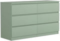 Vibe & Dine 6 Drawer Double Dresser, Modern Chest of Drawers with Wide Storage for Closet, Bedroom, Living Room (Light Green) by VibeDine