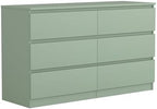 Vibe & Dine 6 Drawer Double Dresser, Modern Chest of Drawers with Wide Storage for Closet, Bedroom, Living Room (Light Green) by VibeDine