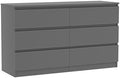Vibe & Dine 6 Drawer Double Dresser, Modern Chest of Drawers with Wide Storage for Closet, Bedroom, Living Room (Grey) by VibeDine