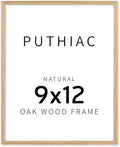 puthiac 9x12 Solid Oak Wood Picture Frame with 6x8 Mat, Natural Oak, 1 Pack by PUTHIAC