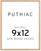 puthiac 9x12 Solid Oak Wood Picture Frame with 6x8 Mat, Natural Oak, 1 Pack by PUTHIAC