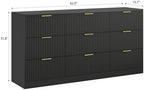 9 Drawer Fluted Dresser for Bedroom with Deep Drawers, Black丨63 Wide Wood Dresser, Large Chest of Drawers, Modern Long TV Stand, Storage Cabinet Side Table for Living Room, Hallway - Image 2