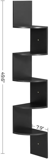 VASAGLE Corner Shelf Wall Mount, 5-Tier Floating Corner Bookshelf - Image 3