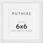 puthiac 6x6 Solid Oak Wood Picture Frame, White, 1 Pack by PUTHIAC