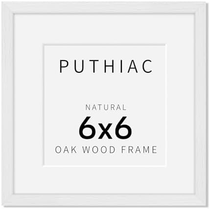 puthiac 6x6 Solid Oak Wood Picture Frame, White, 1 Pack by PUTHIAC