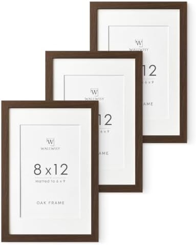 8x12 Picture Frame, Solid Oak Wood 8x12 Photo Frames with Mat to 6x9 by TumblerHome