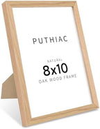 puthiac 8x10 Solid Oak Wood Picture Frame with 6x8 Mat, Natural Oak, 1 Pack by PUTHIAC