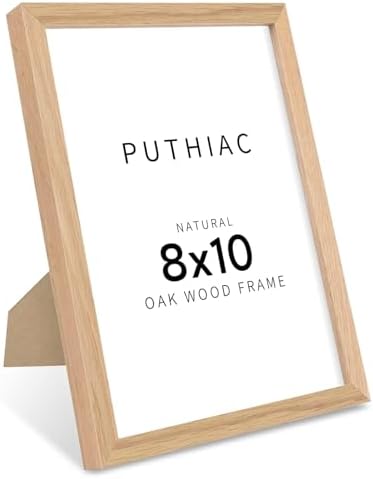 puthiac 8x10 Solid Oak Wood Picture Frame with 6x8 Mat, Natural Oak, 1 Pack by PUTHIAC