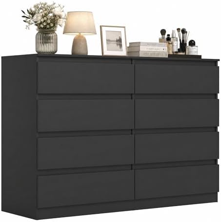 Black 8 Drawer Dresser for Bedroom,Modern Large Dresser with Deep Drawer,Wide Storage Chest of Drawer, Bedroom Storage Furniture Drawers for Bedroom by CIPACHOHOMEFURNITURE