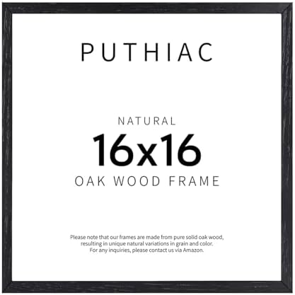 puthiac 16x16 Solid Oak Wood Picture Frame, Black, 1 Pack by PUTHIAC