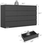 Spaco Black 12 Drawer Dresser for Bedroom,Modern Long Deep Drawer Dresser,Wood Storage Chest of Drawer, Storage Organizer Drawers for Living Room - Image 2