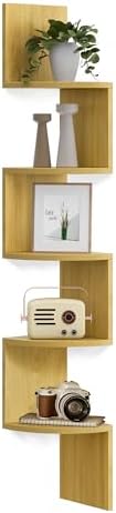 VASAGLE Corner Shelf Wall Mount, 5-Tier Floating Corner Bookshelf by VASAGLEbySONGMICSHOME