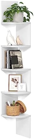 VASAGLE Corner Shelf Wall Mount, 5-Tier Floating Corner Bookshelf by VASAGLEbySONGMICSHOME