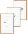 16x24 Poster Frame, Solid Oak Wood 16x24 Frames with Mat to 12x18 by TumblerHome