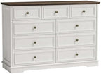51" Wide Farmhouse 9 Drawer Dresser for Bedroom, Rustic White - Image 3