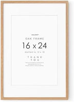 16x24 Poster Frame, Solid Oak Wood 16x24 Frames with Mat to 12x18 by TumblerHome