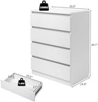 Karl home White 4 Drawer Modern Dresser, Bedroom Chest with Cut-Out Handles - Image 3
