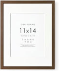 11x14 Picture Frame, Solid Oak Wood 11x14 Photo Frame with Mat to 8x10 by TumblerHome