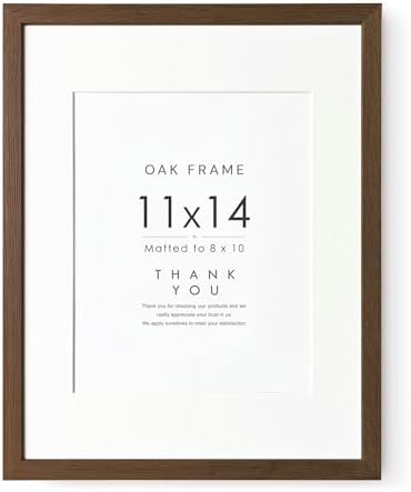 11x14 Picture Frame, Solid Oak Wood 11x14 Photo Frame with Mat to 8x10 by TumblerHome