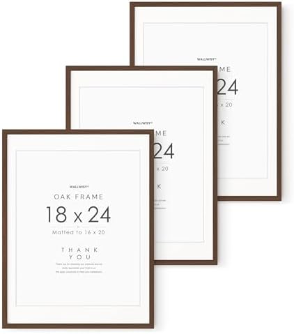 18x24 Wood Poster Frame, 18x24 Solid Oak Picture Frames Matted to 16x20 by TumblerHome