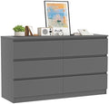VERYKE Grey 6 Drawer Dresser for Bedroom,Chest of Drawers with No-Handle Design for Closet,Modern Wood Dresser Bedroom Storage Furniture by VERYKE