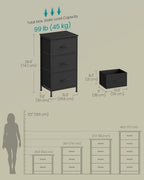 SONGMICS Dresser for Bedroom, Small Dresser with 3 Fabric Drawers - Image 2
