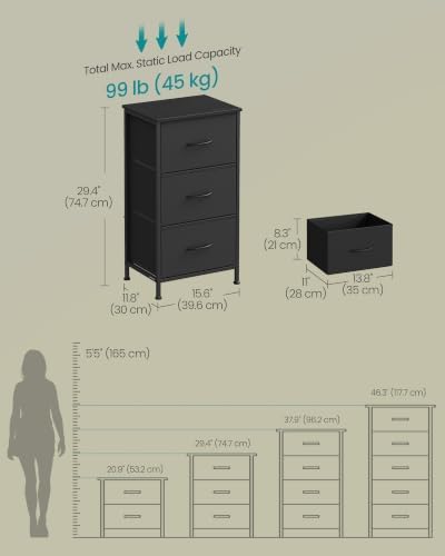 SONGMICS Dresser for Bedroom, Small Dresser with 3 Fabric Drawers - Image 2