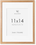 11x14 Picture Frame, Solid Oak Wood 11x14 Photo Frame with Mat to 8x10 by TumblerHome