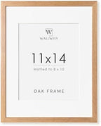 11x14 Picture Frame, Solid Oak Wood 11x14 Photo Frame with Mat to 8x10 by TumblerHome