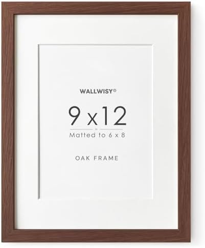 9x12 Wood Frame, Solid Oak 9x12 Picture Frame with Mat to 6x8 by TumblerHome