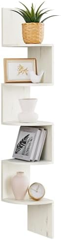 VASAGLE Corner Shelf Wall Mount, 5-Tier Floating Corner Bookshelf by VASAGLEbySONGMICSHOME