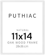 puthiac 11x14 Solid Oak Wood Picture Frame, White, 1 Pack by PUTHIAC