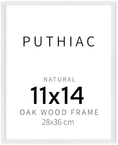 puthiac 11x14 Solid Oak Wood Picture Frame, White, 1 Pack by PUTHIAC