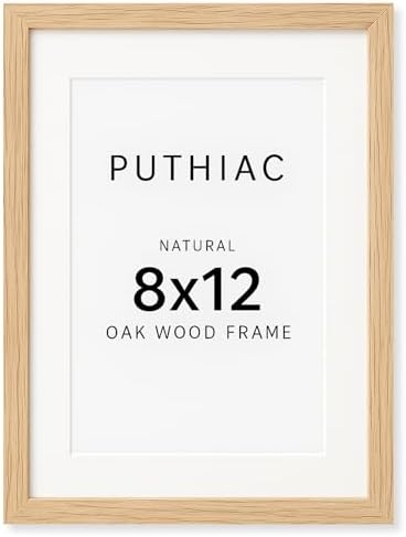 puthiac 8x12 Solid Oak Wood Picture Frame with 6x8 Mat, Natural Oak, 1 Pack by PUTHIAC
