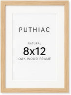 puthiac 8x12 Solid Oak Wood Picture Frame with 6x8 Mat, Natural Oak, 1 Pack by PUTHIAC