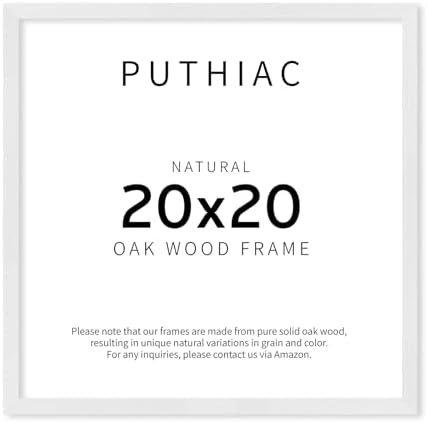 puthiac 20x20 Solid Oak Wood Picture Frame, White, 1 Pack by PUTHIAC