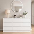 White 9 Drawer Dresser for Bedroom,Modern Deep Drawer Dresser with No-Handle Design,Wide Storage Chest of Drawers,Wood Bedroom Storage Organizer Furniture for Closet,Hallway - Image 2