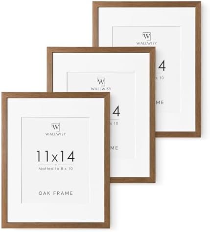11x14 Picture Frame, 11 x 14 Solid Oak Photo Frame with Mat to 8x10 by TumblerHome