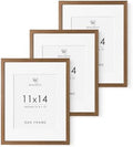 11x14 Picture Frame, 11 x 14 Solid Oak Photo Frame with Mat to 8x10 by TumblerHome