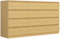 Vibe & Dine 12 Drawer Dresser, 59.1" Large Dresser for Bedroom Free Handle, Modern Wooden Chest of Drawers with Wide Storage for Living Room, Natural Wood by VibeDine