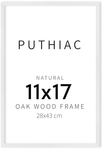 puthiac 11x17 Solid Oak Wood Picture Frame, White, 1 Pack by PUTHIAC