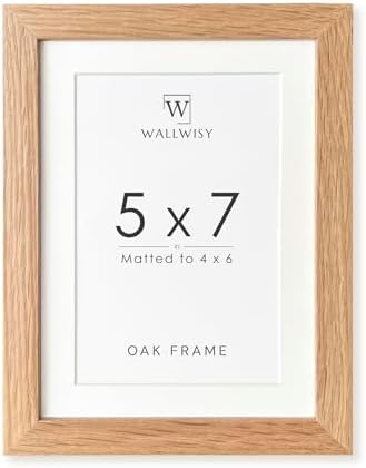 5x7 Picture Frame, Solid Oak Wood 5x7 Photo Frame with Mat to 4x6 by TumblerHome