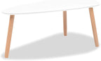 Scandinavian Oval Coffee Table Set of 2 White Solid Pine Wood Modern Minimalist - Image 7
