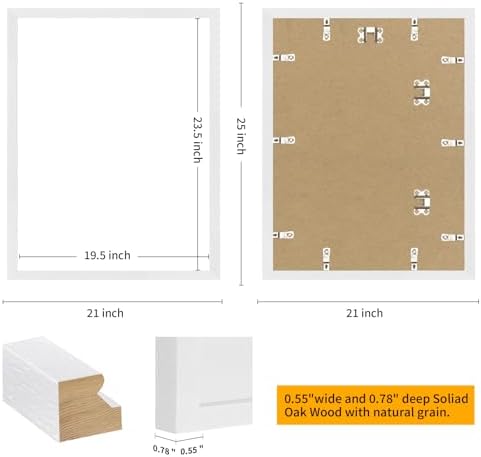 puthiac 20x24 Solid Oak Wood Picture Frame, White, 1 Pack - Image 3